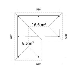 Pavillon Bianca 34,6m² - terrasse 9m² - madriers 28mm - Palmako