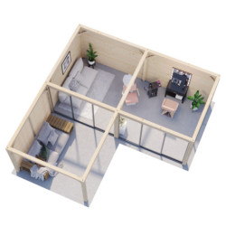 Pavillon Bianca 34,6m² - terrasse 9m² - madriers 28mm - Palmako