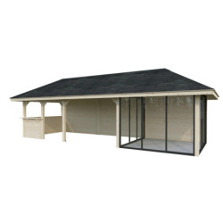 Bianca 34,6m² - terrasse 17,64m² et comptoir - madriers 28mm - Palmako