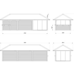 Bianca 34,6m² - terrasse 17,64m² et comptoir - madriers 28mm - Palmako