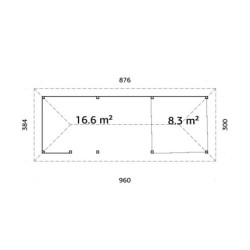 Bianca 34,6m² - terrasse 17,64m² et comptoir - madriers 28mm - Palmako