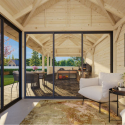 Bianca 34,6m² - terrasse 17,64m² et comptoir - madriers 28mm - Palmako