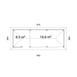 Bianca 34,6m² - terrasse 9m² et comptoir - madriers 28mm - Palmako