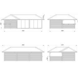 Pavillon Bianca 51,5m² - terrasse et comptoir - madriers 28mm - Palmako