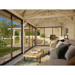 Pavillon Bianca 51,5m² - terrasse et comptoir - madriers 28mm - Palmako