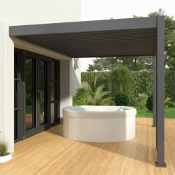 Pergola adossée en alu anthracite avec lames orientable 3x4m Ombrea