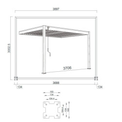 Pergola adossée en alu anthracite avec lames orientable 3x4m Ombrea