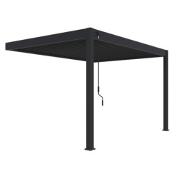 Pergola adossée en alu anthracite avec lames orientable 3x4m Ombrea