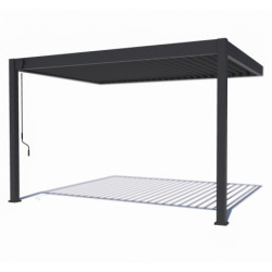 Pergola adossée en alu anthracite avec lames orientable 3x4m Ombrea