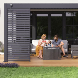 Pergola adossée en alu anthracite avec lames orientable 3x4m Ombrea