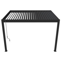 Pergola adossée en alu anthracite avec lames orientable 3x4m Ombrea