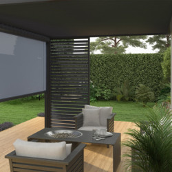 Pergola adossée en alu anthracite avec lames orientable 3x4m Ombrea