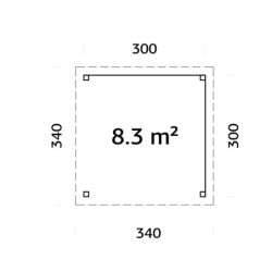 Kiosque de jardin Lenna 9m² - en bois brut - madriers 28mm - Palmako