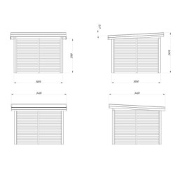Kiosque de jardin Lenna 9m² - en bois brut - madriers 28mm - Palmako