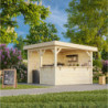 Pavillon de jardin Lenna 9m² - en bois brut - madriers 28mm - Palmako