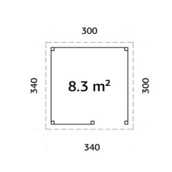 Pavillon de jardin Lenna 9m² - en bois brut - madriers 28mm - Palmako