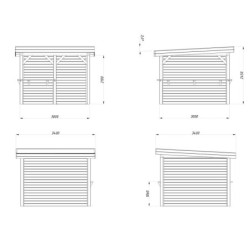 Pavillon de jardin Lenna 9m² - en bois brut - madriers 28mm - Palmako