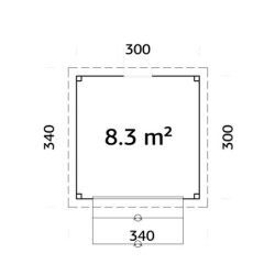 Stand de vente Lenna 9m² - en bois brut - madriers 28mm - Palmako
