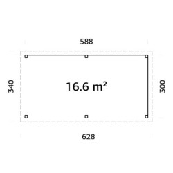 Kiosque de jardin Lenna 17,64m² - en bois brut - madriers 28mm - Palmako