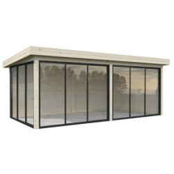 Pavillon de jardin Lenna 17,64m² - baies vitrées - madriers 28mm - Palmako