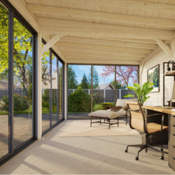 Pavillon de jardin Lenna 17,64m² - baies vitrées - madriers 28mm - Palmako