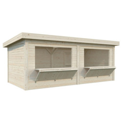 Stand de vente Lenna 17,64m² - en bois brut - madriers 28mm - Palmako