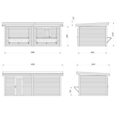 Stand de vente Lenna 17,64m² - en bois brut - madriers 28mm - Palmako