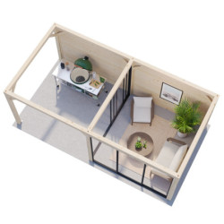 Pavillon Lenna 17,64m² - avec terrasse et baies vitrées - Palmako