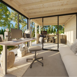 Pavillon Lenna 17,64m² - terrasse - comptoir - baies vitrées - Palmako