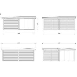Pavillon Lenna 34,6m² - terrasse- paroi à ventelles - vitrage - Palmako
