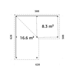 Pavillon Lenna 34,6m² - terrasse- paroi à ventelles - vitrage - Palmako