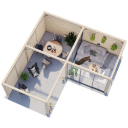 Pavillon Lenna 34,6m² - terrasse- paroi à ventelles - vitrage - Palmako