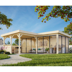 Pavillon Lenna 34,6m² - terrasse 9m² avec comptoir - vitrage - Palmako