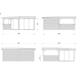 Pavillon Lenna 34,6m² - terrasse 9m² avec comptoir - vitrage - Palmako