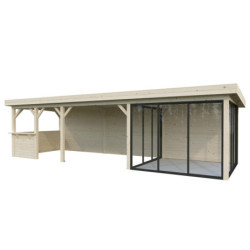 Pavillon Lenna 876x300cm - terrasse avec comptoir - vitrage - Palmako
