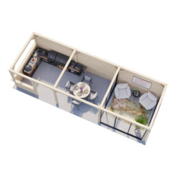 Pavillon Lenna 876x300cm - terrasse avec comptoir - vitrage - Palmako