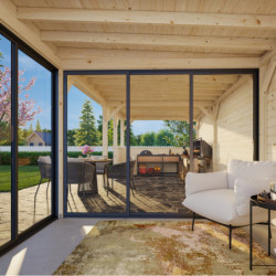 Pavillon Lenna 876x300cm - terrasse avec comptoir - vitrage - Palmako