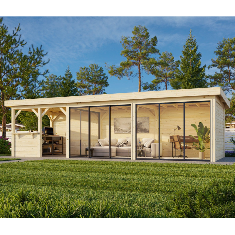 Lenna 876x300cm - terrasse 9m² avec comptoir - vitrage - Palmako