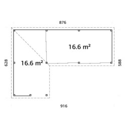Lenna 876x588cm - terrasse 17,64m² avec comptoir - vitrage - Palmako
