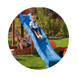 Cabane pour enfants en bois lasuré - toboggan bleu MY HOUSE - FUNGOO