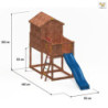 Cabane pour enfants en bois lasuré - toboggan bleu MY HOUSE - FUNGOO