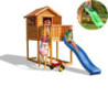 Cabane pour enfants en bois lasuré - toboggan vert MY HOUSE - FUNGOO
