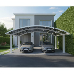 Carport double 30m² en aluminium et polycarbonate transparent EAGLE - X-METAL