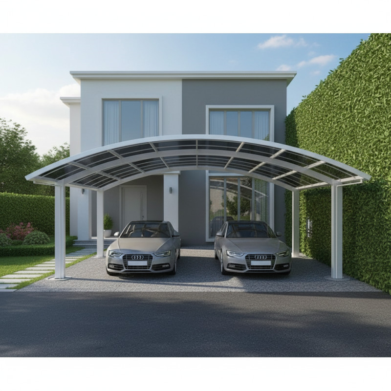 Carport double 30m² en aluminium et polycarbonate transparent EAGLE - X-METAL