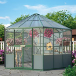 Grande volière extérieure en bois, aluminium et polycarbonate